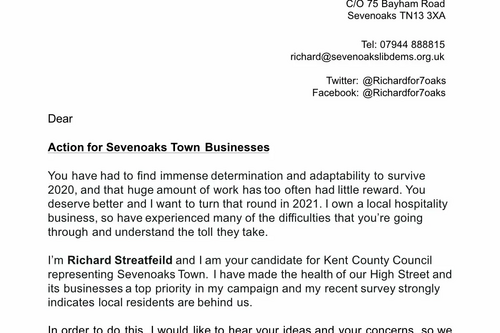 Sevenoaks High Street Business Letter 1