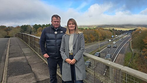 Cllrs Gustard and Streatfield at the M26 approach to the M25