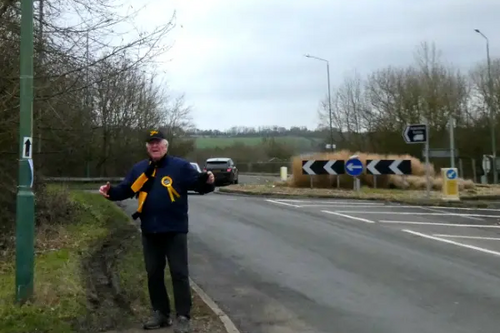 Tom at the proposed entrance to Covers Farm Quarry