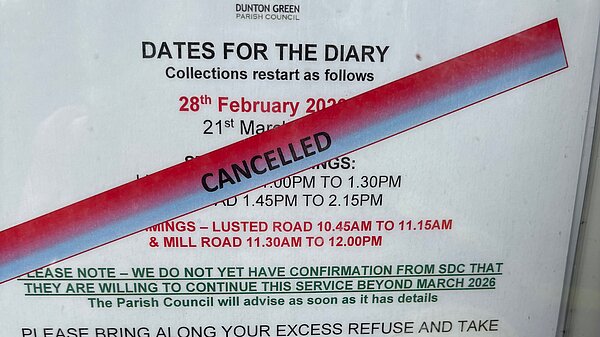 Dunton Green's Freighter Service Cancelled Sign