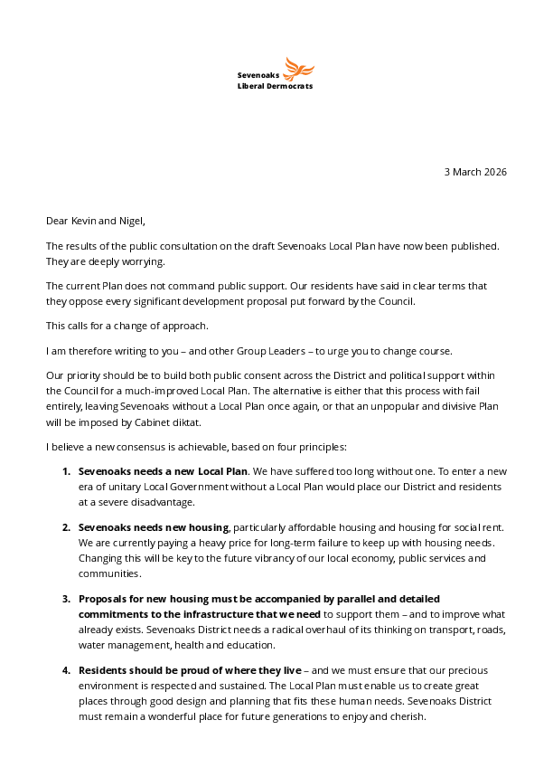 SLD Letter to council about Local Plan March 2026