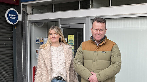 Chloe and Richard outside Citizen's Advice Swanley Chloe and Richard outside Citizen's Advice Swanley