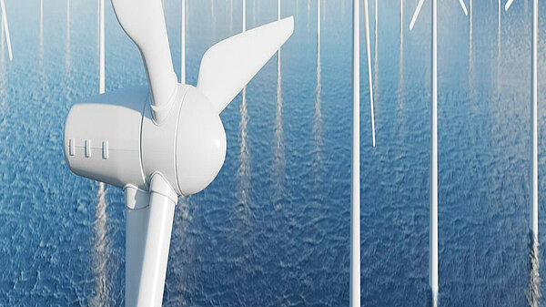 Wind turbines in the ocean. 