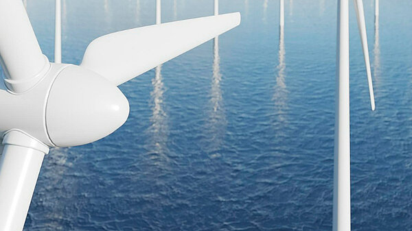Wind turbines in the ocean. 