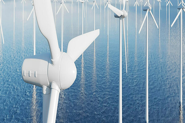 Wind turbines in the ocean.